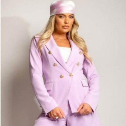 katie gold button lilac blazer